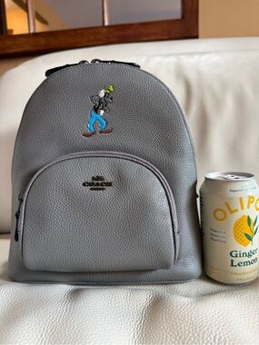Coach Gray Pebbled Leather Mini Backpack with Disney Goofy Patch